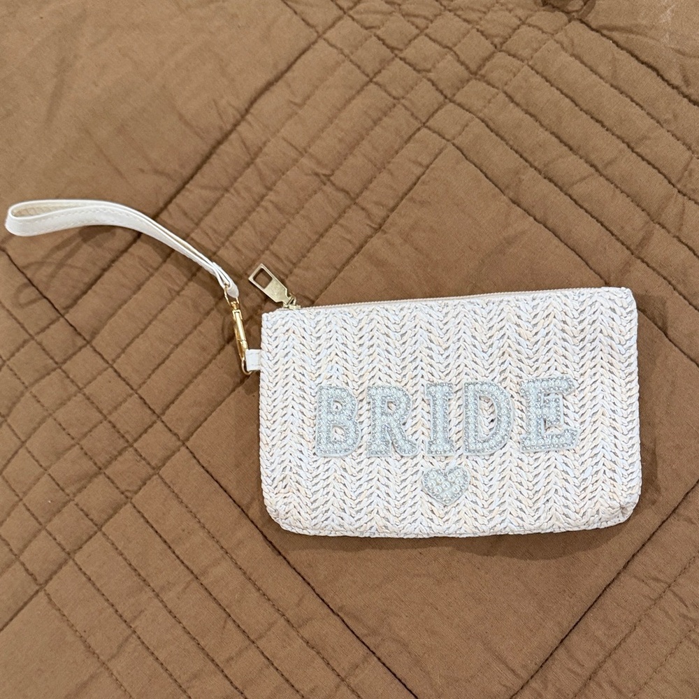 Elegant White Bridal Wristlet Clutch